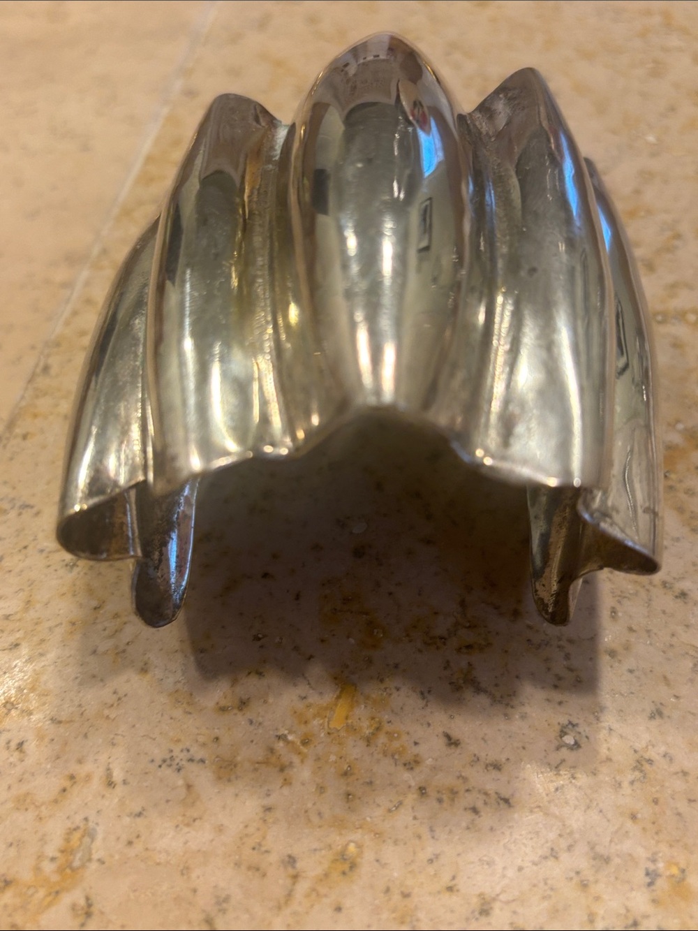 Polished Silver-Tone Chunky Vintage Cuff - Picture 2 of 4